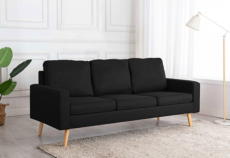 Czarna sofa z tkaniny Muria 3Q