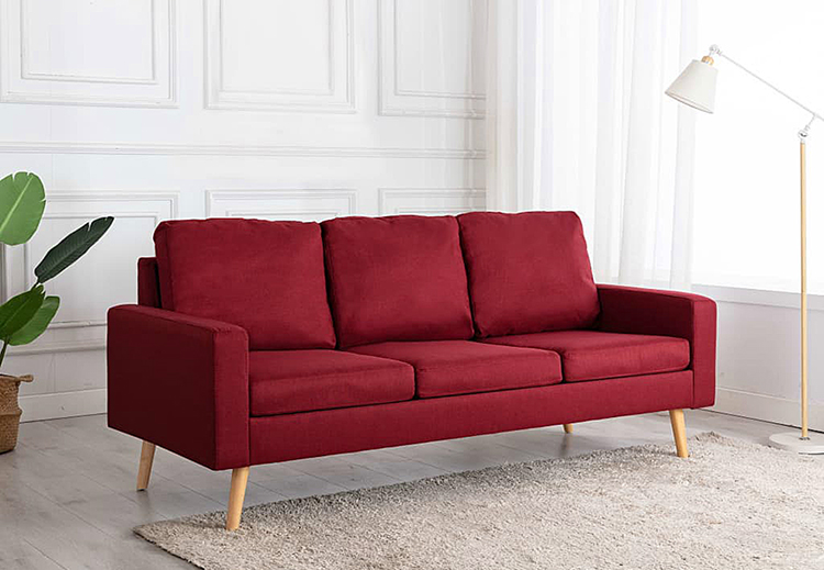Czerwona sofa z tkaniny Muria 3Q