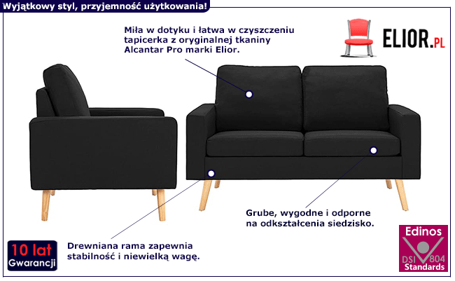 Trzyosobowy zestaw wypoczynkowy czarny Muria 3X