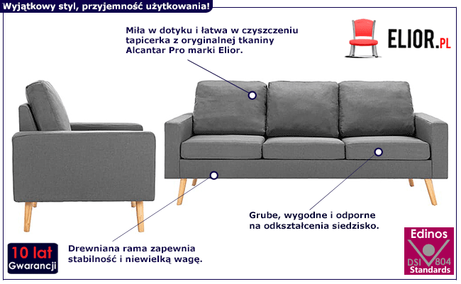 Czteroosobowy zestaw wypoczynkowy jasnoszary Muria 4X