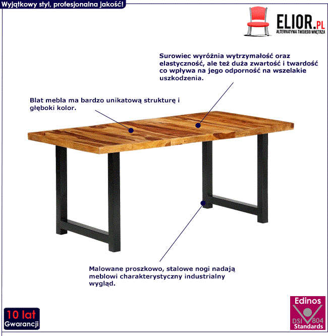 Produkt Stół drewno sheesham Gino 2X – brązowo-czarny