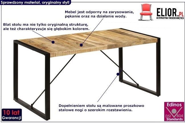 Industrialny stół z drewna mango Fulo 3X
