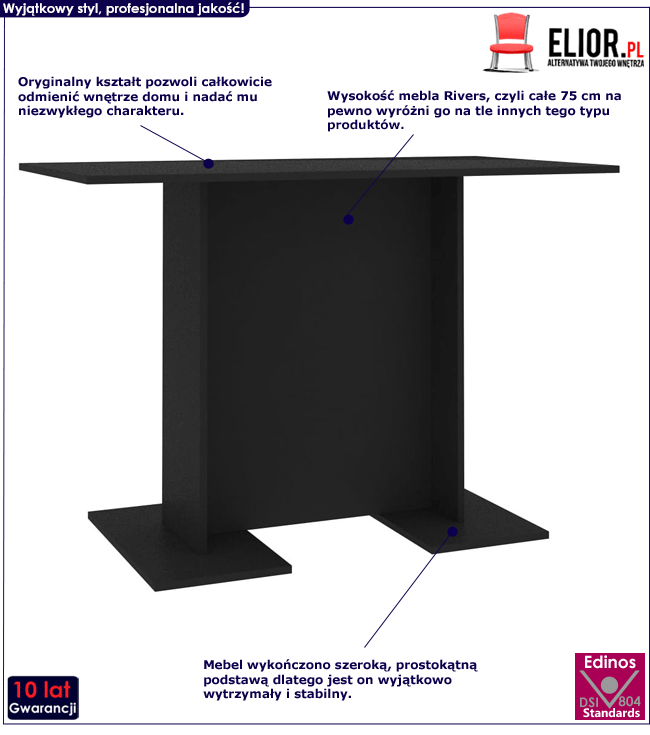 Produkt Czarny stół minimalistyczny - Mafo