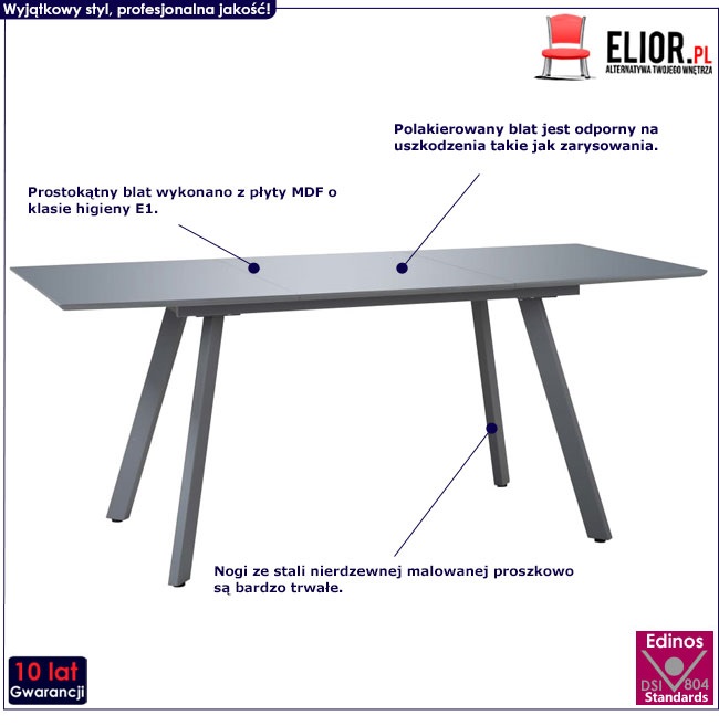 Produkt Stół do jadalni z MDF Endis – szary