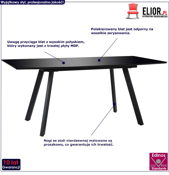 Produkt Stół z płyty MDF Endis – czarny