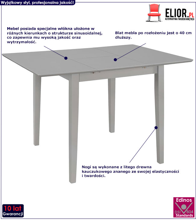 Produkt Stół rozsuwany z płyty MDF Noe – szary
