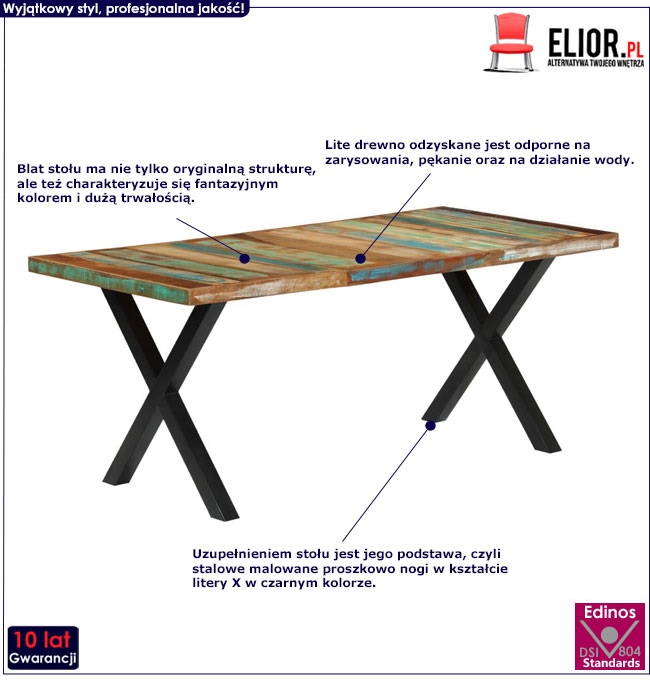 Produkt Stół z litego drewna Claro – wielokolorowy