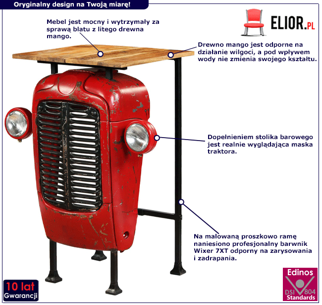 Produkt Stolik barowy traktor 60 x 60 cm – Raxo 2X