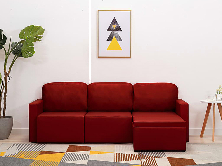 Sofa rozkładana bordowa Odi 4Q
