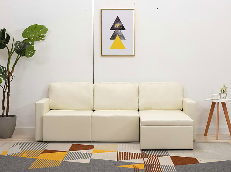 Sofa rozkładana jasnokremowa Odi 4Q