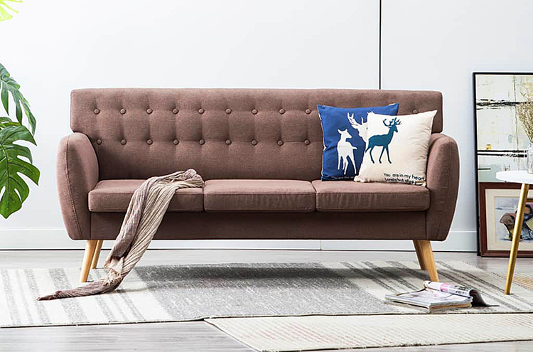3-osobowa sofa pikowana Elia, brązowa 