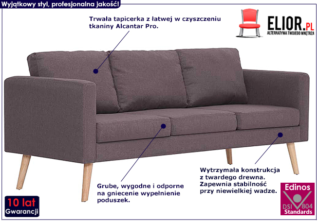 Trzyosobowa kanapa w kolorze taupe Imex 3X