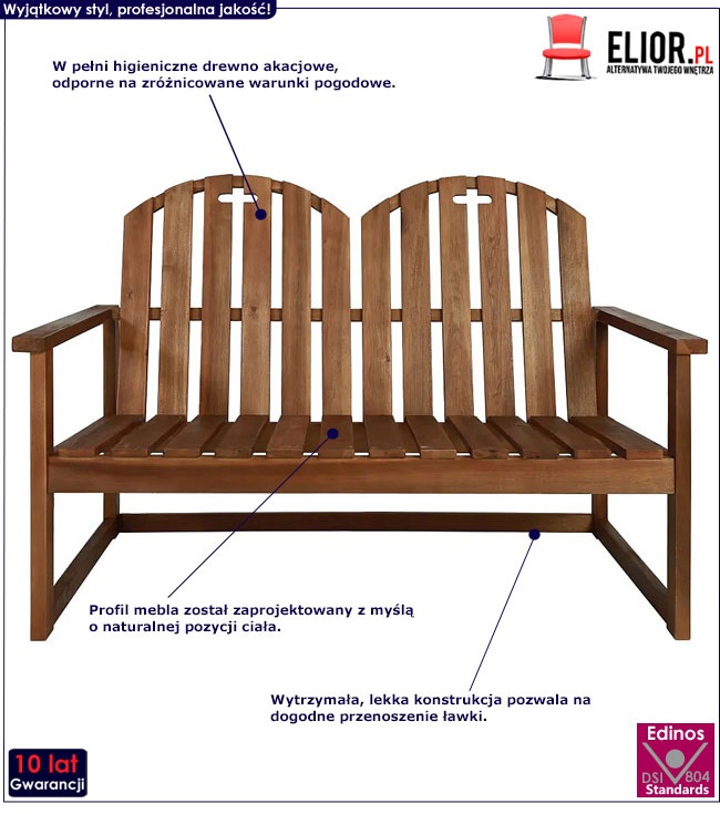 Produkt Drewniana ławka ogrodowa Gandawa - brązowa