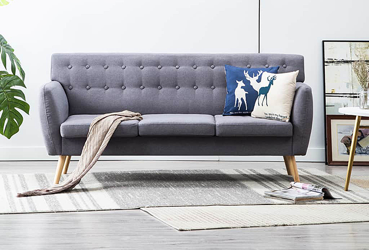 Jasnoszara 3-osobowa sofa pikowana Elia