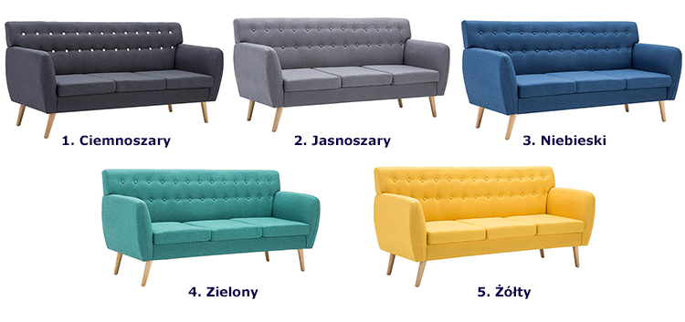 Produkt 3-osobowa szara sofa pikowana - Elia