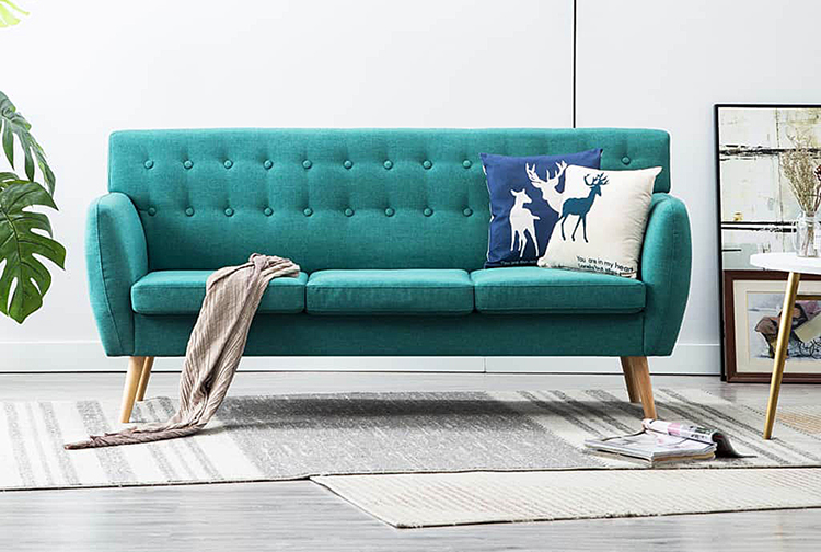 Zielona 3-osobowa sofa pikowana Elia