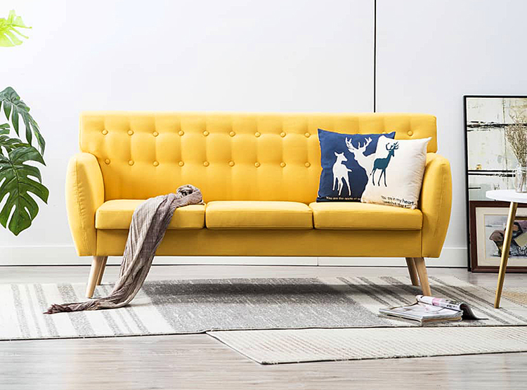 3-osobowa sofa pikowana Elia, kolor żółty