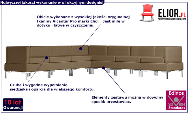 Brązowy 7-częściowy zestaw wypoczynkowy Gova 7D