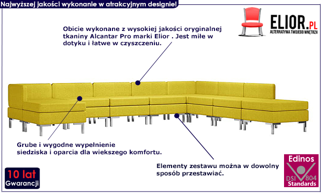 Żółty 9-częściowy zestaw wypoczynkowy Gova 9C