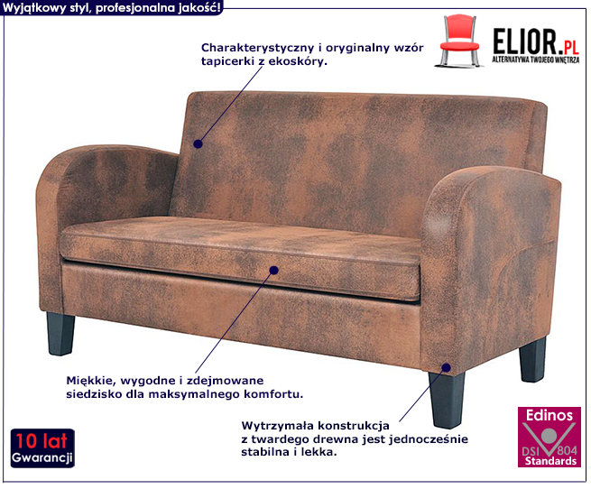 Dwuosobowa sofa Atlas 2X, kolor brązowy