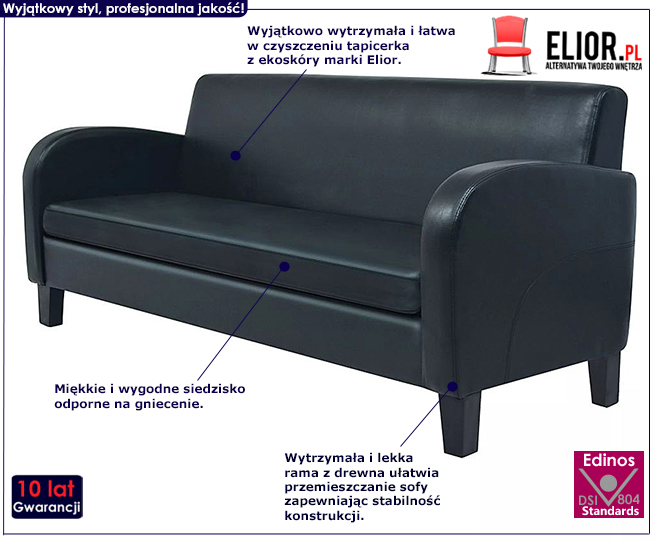 Dwuosobowa sofa Atlas 2X, kolor czarny
