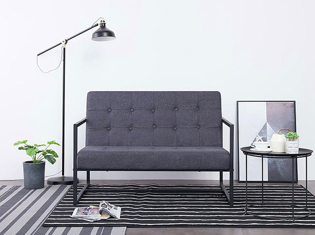 Zgrabna dwuosobowa sofa Aparro grafitowa, pikowana