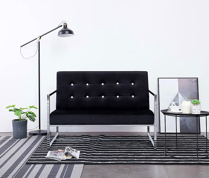 Produkt Zgrabna 2-osobowa sofa Aparro - aksamit, czarna - zdjęcie numer 2