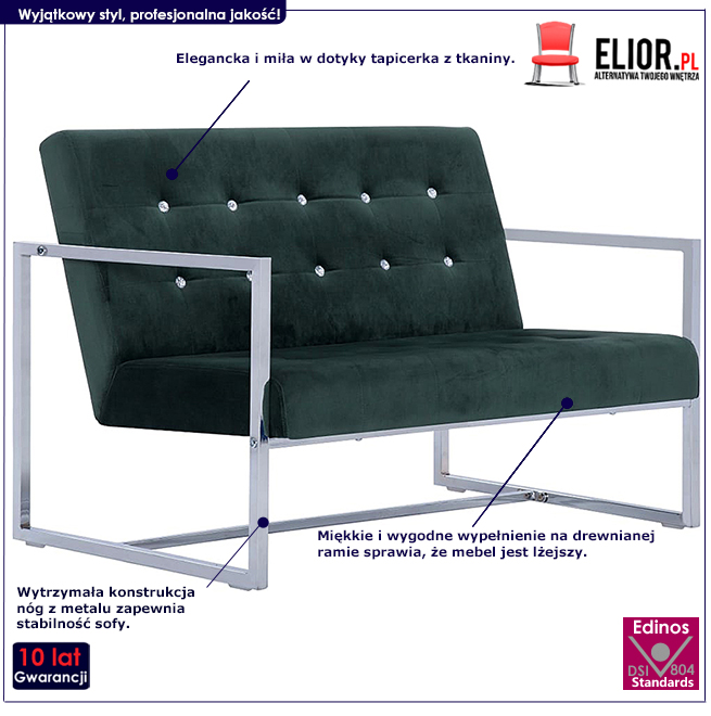 Produkt Zgrabna 2-osobowa sofa Aparro - ciemnozielona