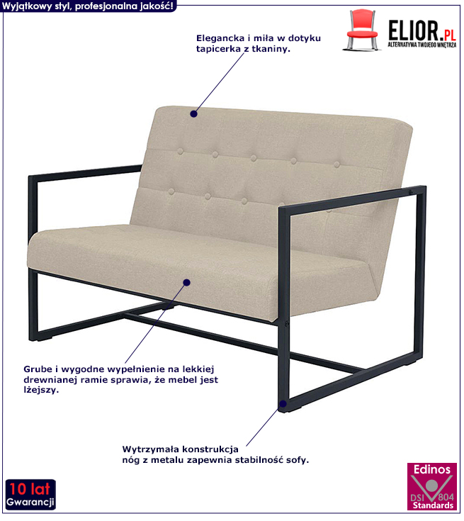 Produkt Zgrabna 2-osobowa sofa Aparro - kremowa
