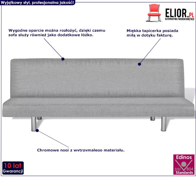 Produkt Sofa rozkładana Vanger 2X – jasnoszara