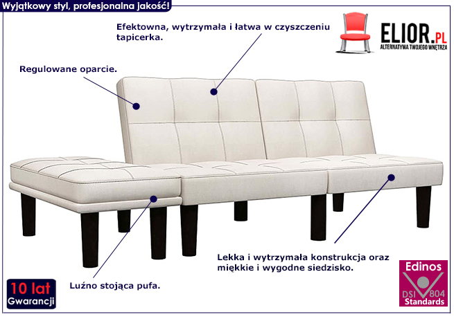 Rozkładana sofa Vortex, kolor brązowy
