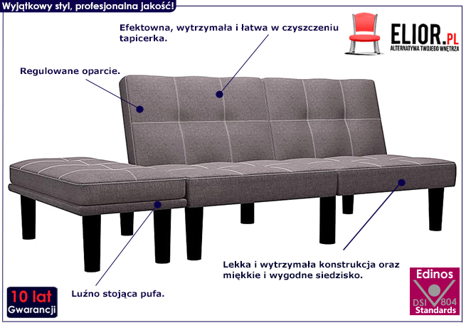 Rozkładana sofa Vortex, kolor brązowy