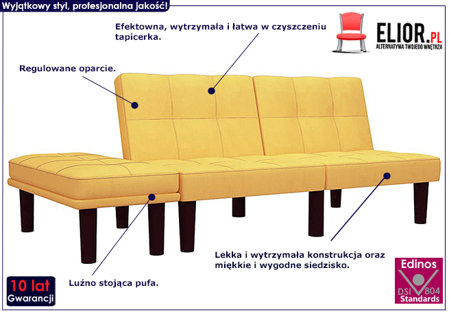 Rozkładana sofa Vortex, kolor brązowy