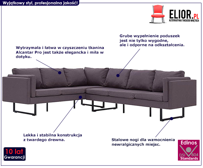Produkt Przestronna sofa narożna Selwa - taupe