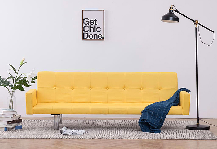 Produkt Rozkładana sofa Enya z podłokietnikami - żółta - zdjęcie numer 2