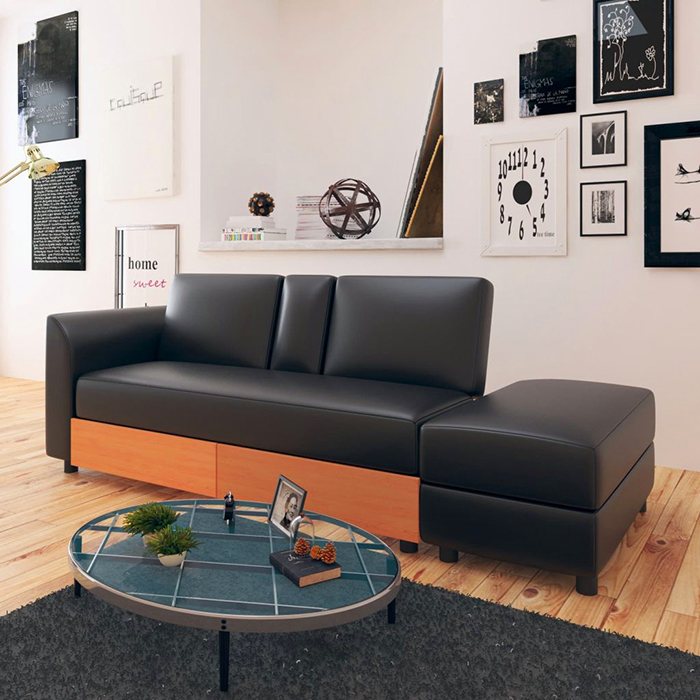 Produkt Rozkładana sofa Antlia z ekokóry - czarna - zdjęcie numer 2