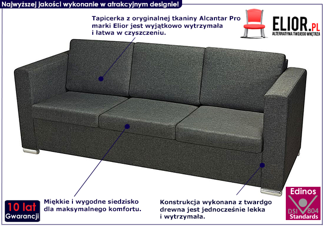Sofa loftowa ciemnoszara Telva 3Q