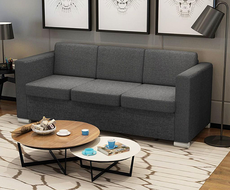 Trzyosobowa ciemnoszara sofa loftowa Telva 3Q