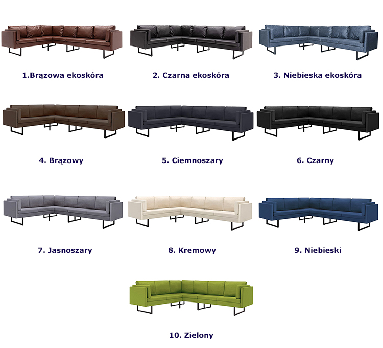 Produkt 7-osobowa zielona sofa narożna z tkaniny - Lordis