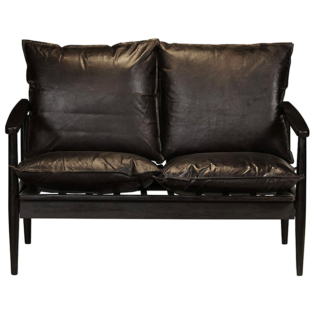 Elegancka czarna skórzana sofa Canes