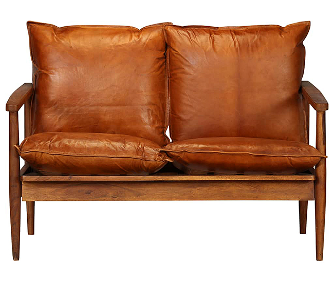Elegancka czarna skórzana sofa Canes