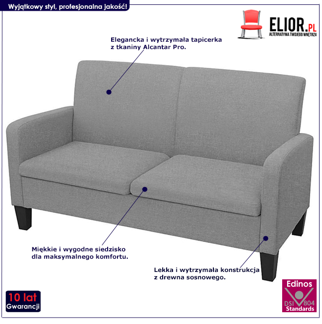 Produkt Stylowa kanapa Ezorep 2Q - jasnoszara