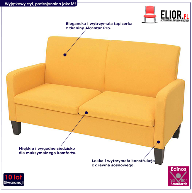 Produkt Stylowa kanapa Ezorep 2Q - żółta