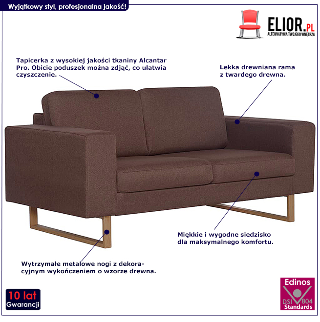 Produkt Elegancka dwuosobowa sofa Ladi 2X - brązowa