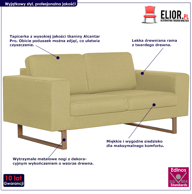 Produkt Elegancka dwuosobowa sofa Ladi 2X - zielona