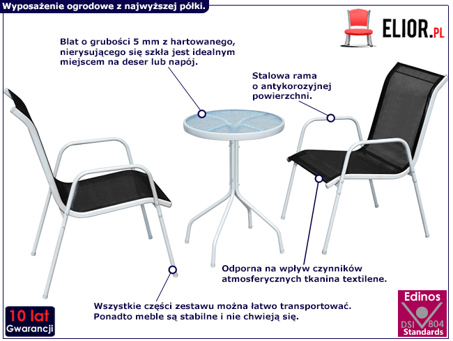 Zestaw mebli ogrodowych typu bistro Jennifer