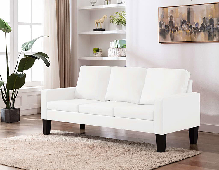 Biała sofa z ekoskóry Lencor 3Q