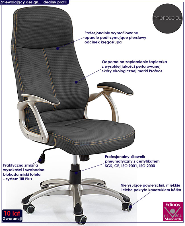 fotel obrotowy do komputera Tula czarny biurowy