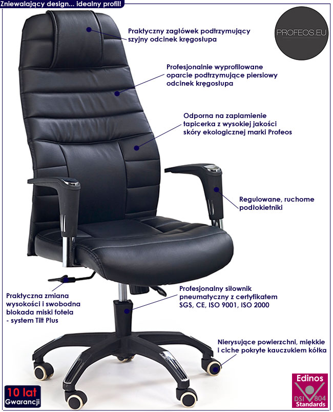 czarny fotel do gabinetu obrotowy biurowy Iman