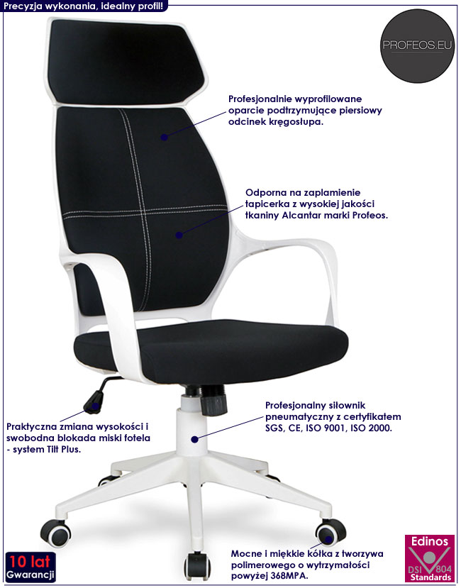 Czarny fotel gabinetowy do biurka Jubela